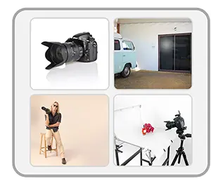 A panel of images of a Product Photography Studio